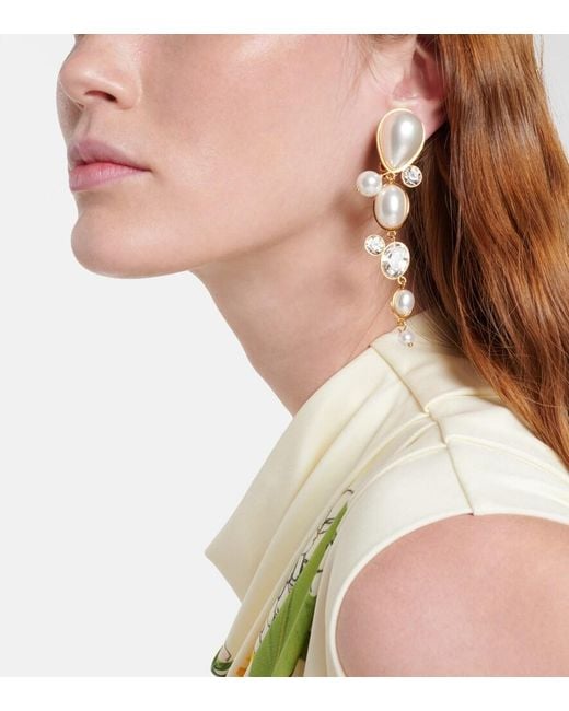 Oscar de la Renta Metallic Embellished Clip-On Earrings
