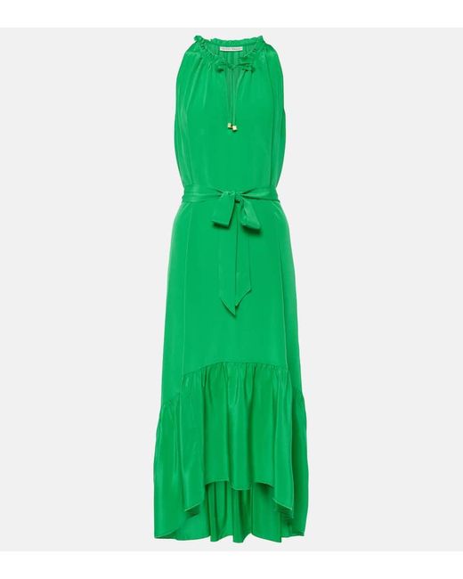 Heidi Klein Green Chamarel Silk Crepe De Chine Midi Dress