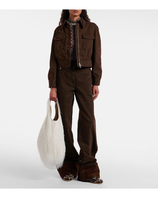 Dries Van Noten Brown Cropped-Jeansjacke