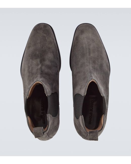 Manolo Blahnik Gray Delsa Suede Chelsea Boots for men