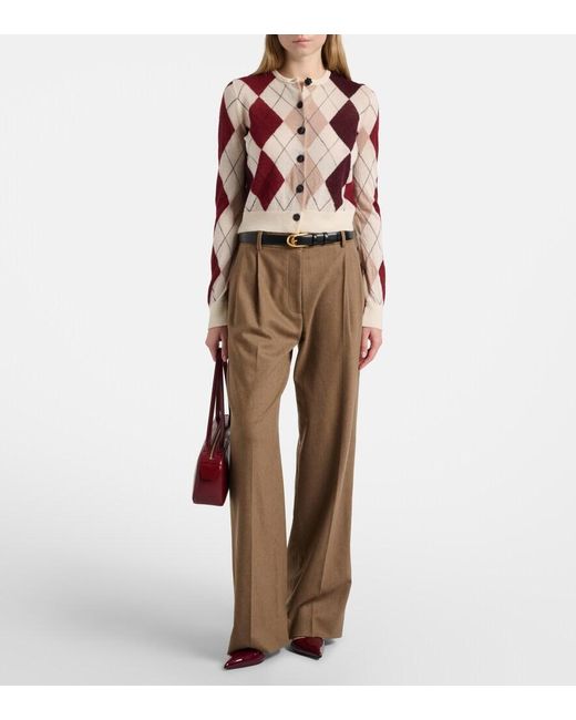 Khaite Pink Charli Argyle Cashmere And Mohair Cardigan