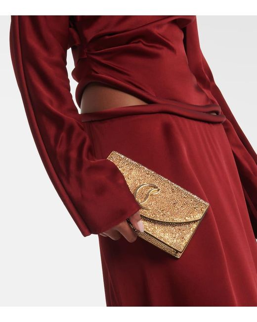 Christian Louboutin Metallic Clutch Loubi54 Small Aus Leder Mit Kristallen