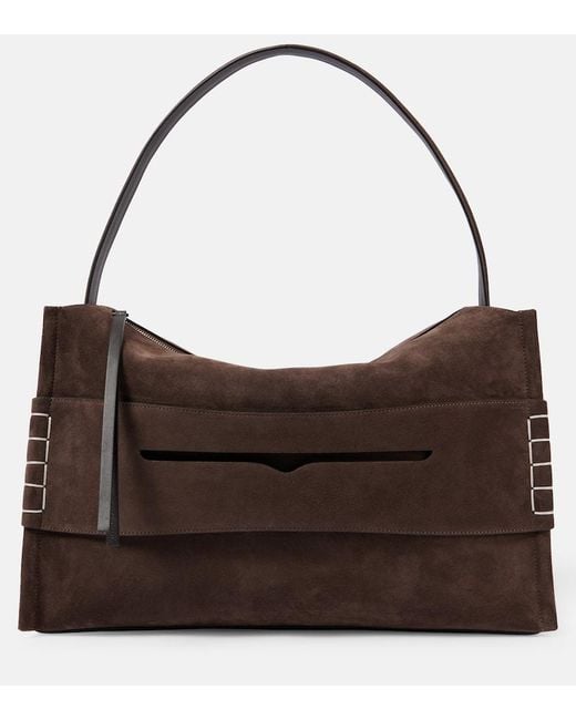 J.W. Anderson Brown Loafer Large Suede Tote Bag