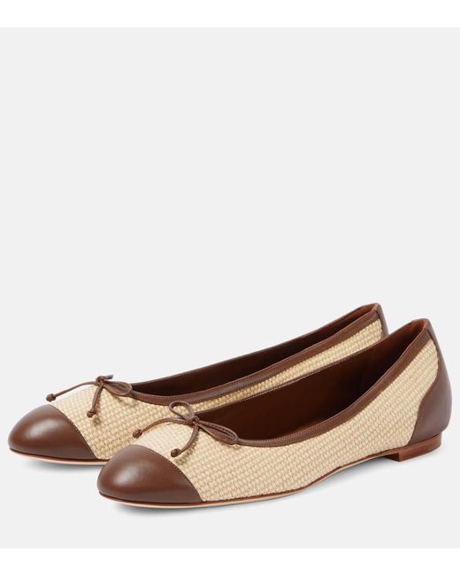 Manolo Blahnik Brown Capbl Raffia Ballet Flats