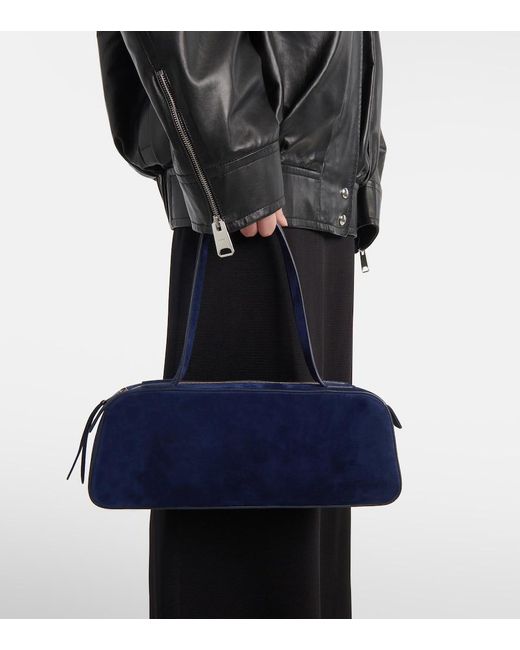 Khaite Blue Simona Suede Shoulder Bag