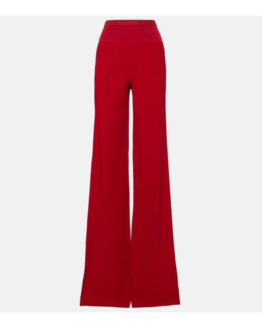 Rick Owens Red Crepe Straight Pants
