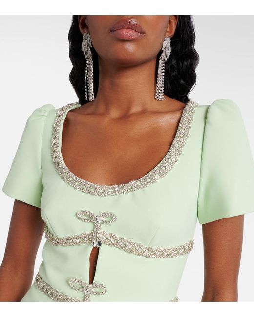 Self-Portrait Green Embellished Crepe Gown
