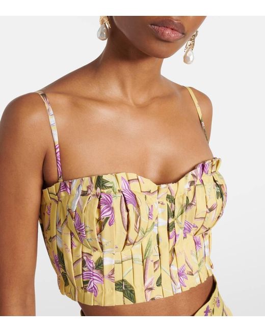 Agua Bendita Metallic Morgina Floral Cotton Bustier