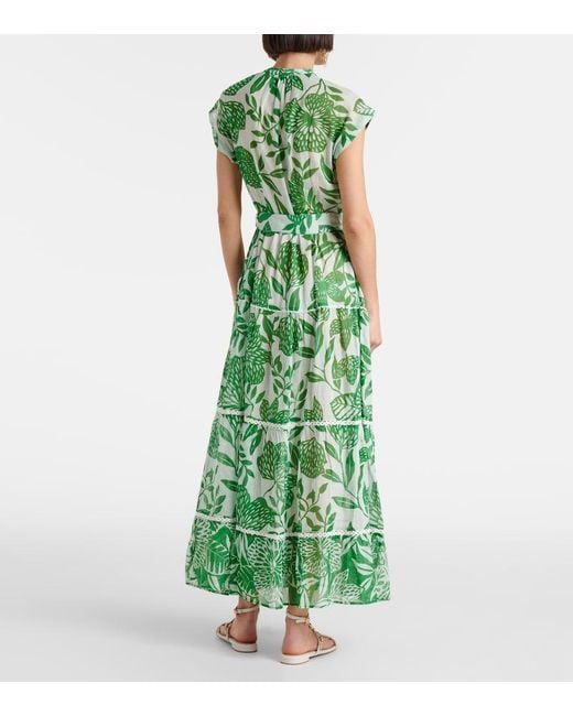 Poupette Green Kora Printed Cotton Maxi Dress