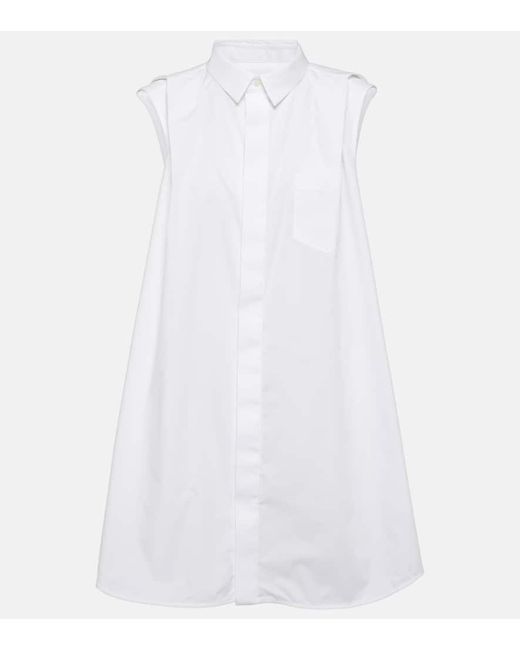 Sacai White Poplin Shirt Dress