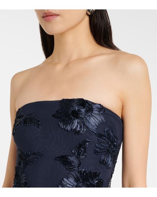 ROTATE BIRGER CHRISTENSEN Blue 3D Mesh Maxi Dress