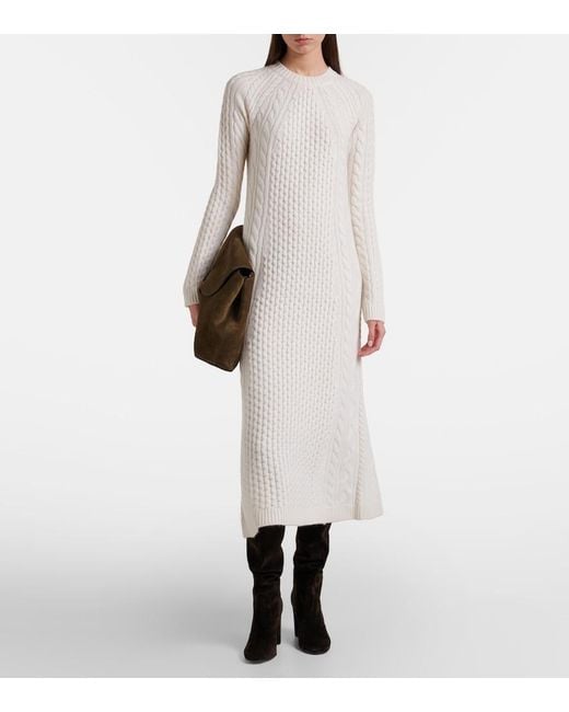 Lisa Yang White Nyla Cable-Knit Cashmere Maxi Dress