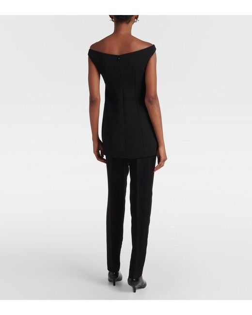 Totême Black Off-Shoulder Fitted Knit Top