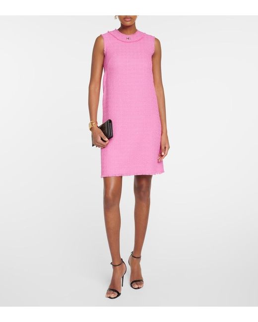 Dolce & Gabbana Pink Raschel Dg Tweed Minidress