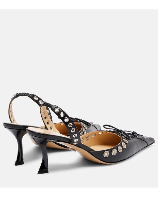 Mach & Mach Metallic Crystalized Corset 65 Leather Slingback Pumps