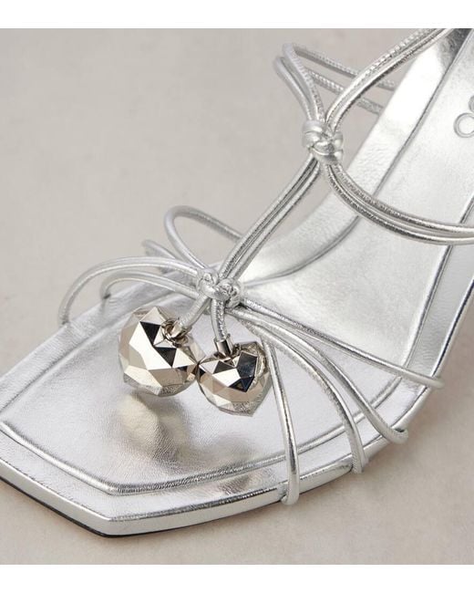 Jimmy Choo White Jemma 90 Metallic Leather Sandals