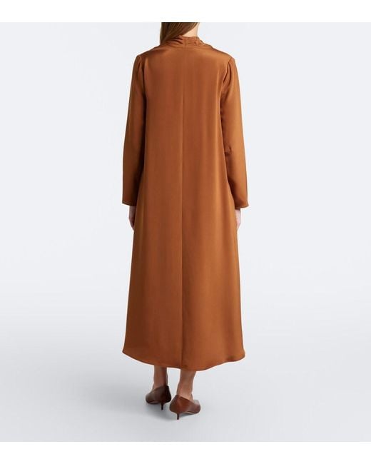 Max Mara Brown Silk Satin Midi Dress