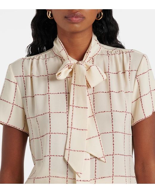 Loro Piana Natural Febe Checked Silk Blouse
