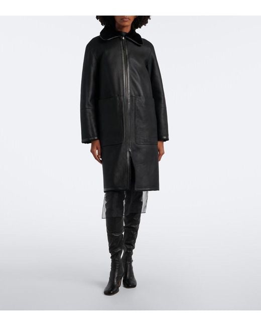 Joseph Black Caspian Reversible Leather And Shearling Coat