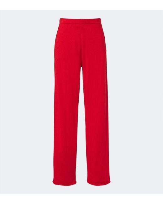 Extreme Cashmere Red N°353 Relax Cotton And Cashmere Wide-Leg Pants