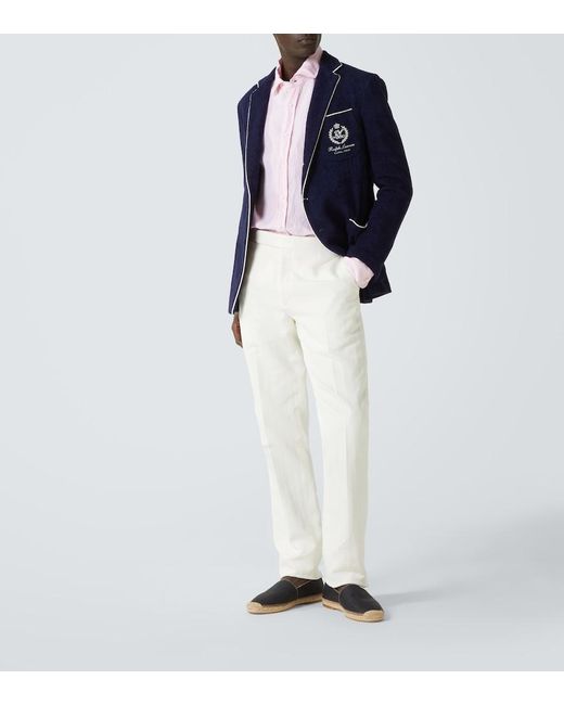 Ralph Lauren Pink Linen Oxford Shirt for men
