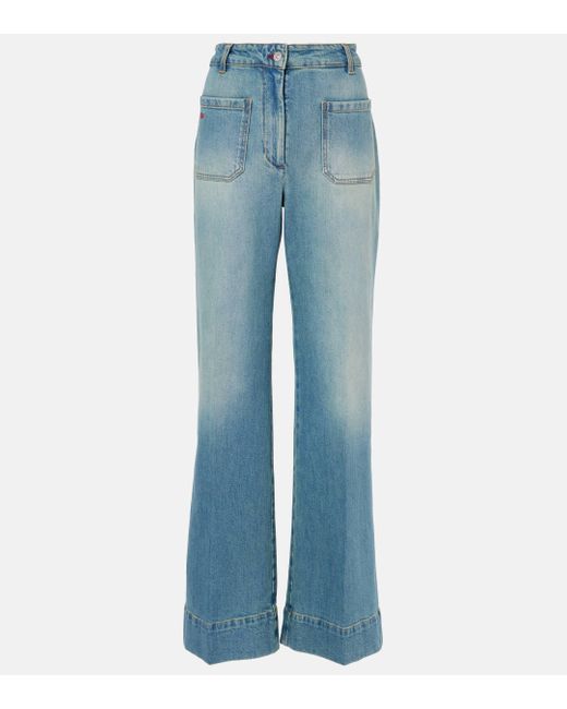 Victoria Beckham Blue Alina High-Rise Wide-Leg Jeans