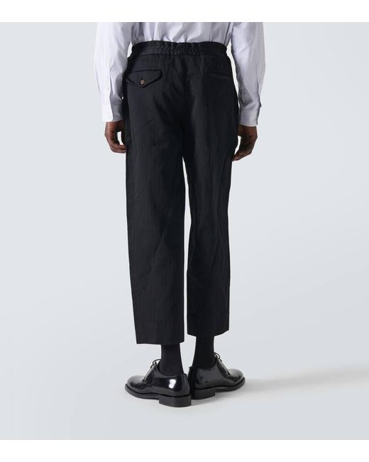 Pantaloni cropped gessati di Comme des Garçons in Black da Uomo
