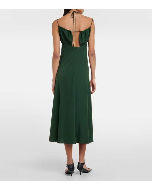 Totême  Green Silk Crepe De Chine Midi Dress