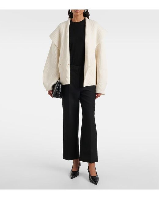 Totême  Natural Ribbed-Knit Wool-Blend Cardigan