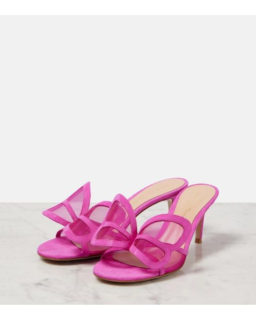 Gianvito Rossi Pink Ilia 70 Mesh Mules