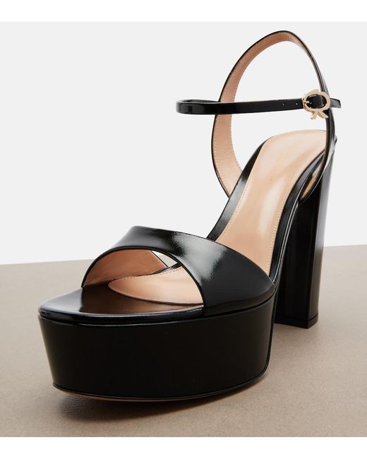 Gianvito Rossi Black Marlena Leather Platform Sandals