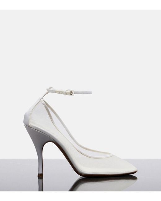 Alaïa White Grosgrain-Trimmed Mesh Pumps