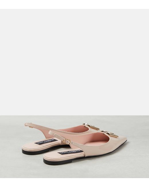 Dolce & Gabbana Pink Dg Patent Leather Slingback Flats
