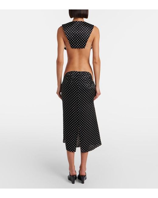 Jean Paul Gaultier Black Cutout Polka-Dot Silk Midi Skirt