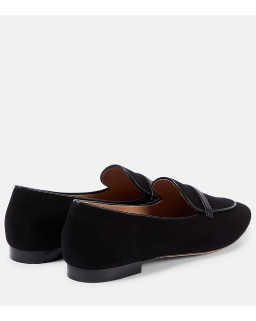 Malone Souliers Black Bruni Leather-trimmed Suede Loafers