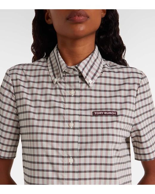 Tory Burch White Plaid Pleated Minidress