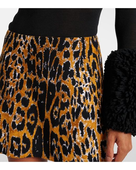 Mini-Jupe A Motif Leopard Alaïa en coloris Black