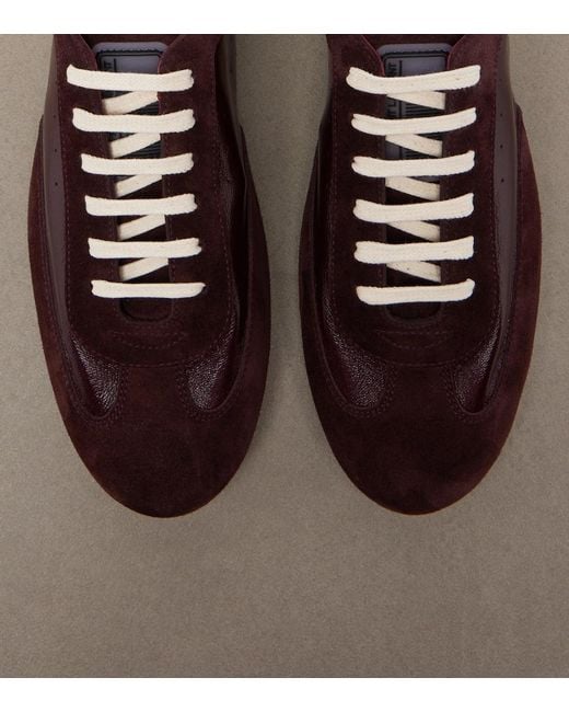 Saint Laurent Brown Lewis Suede-Trimmed Leather Sneakers