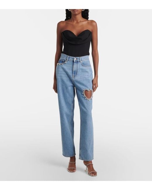 Area Blue Straight Jeans Mit Kristallen