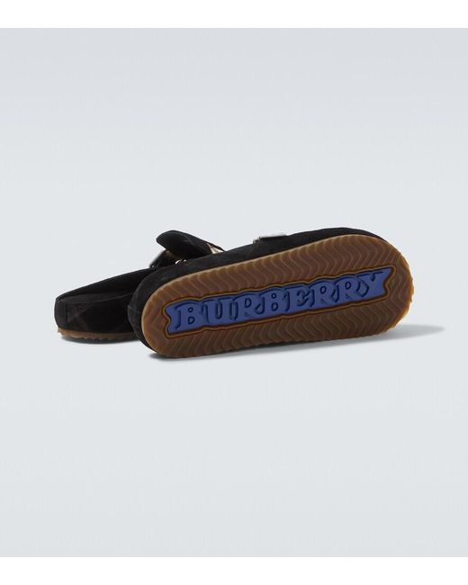 Burberry Black Urchin Suede Clogs for men
