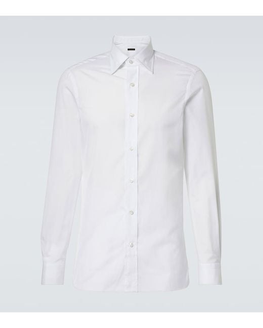 Rubinacci White Cotton Poplin Shirt for men