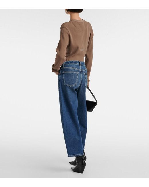 AG Jeans Blue High-Rise Wide-Leg Jeans