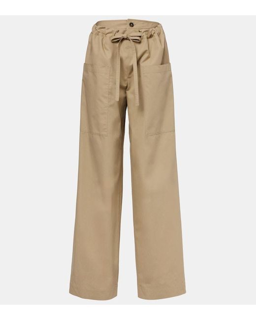 Tod's Natural Cotton Poplin Wide-Leg Pants