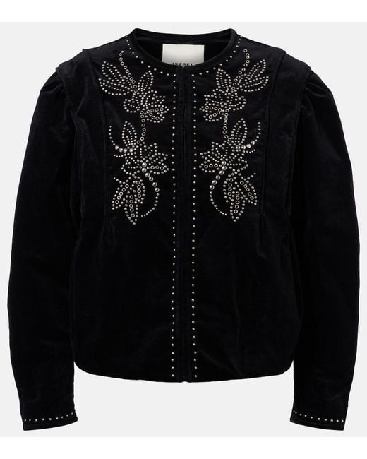 Isabel Marant Black Pietra Embellished Cotton Jacket