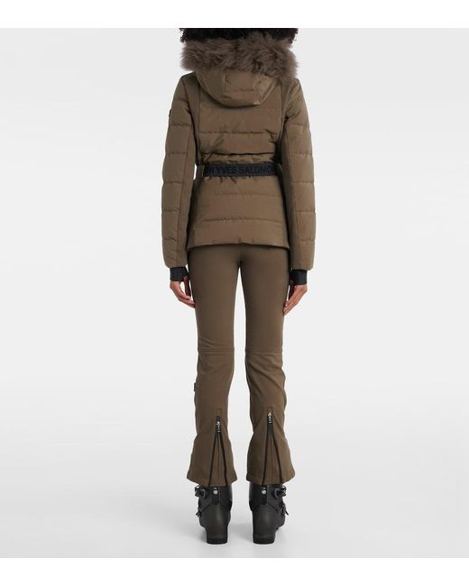 Yves Salomon Green Doudoune 64Cm Belted Down Jacket
