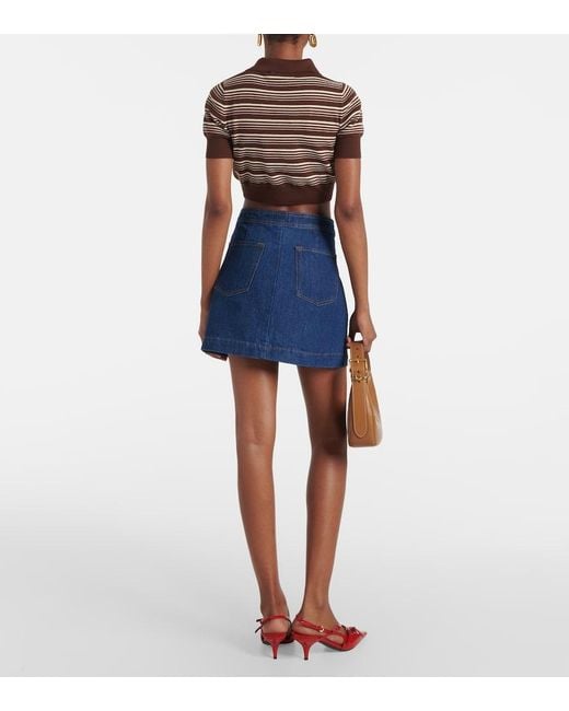 FRAME Blue Sailor Snap Denim Miniskirt