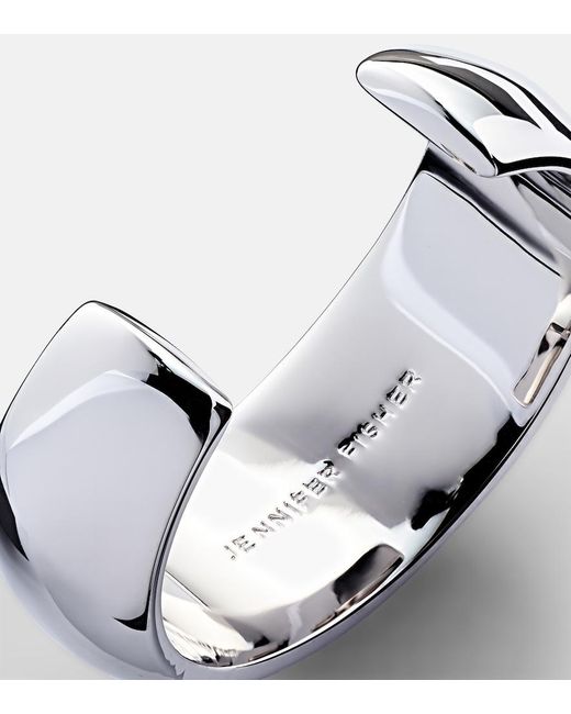 Jennifer Fisher White Puffy 10Kt Rhodium-Plated Brass Cuff