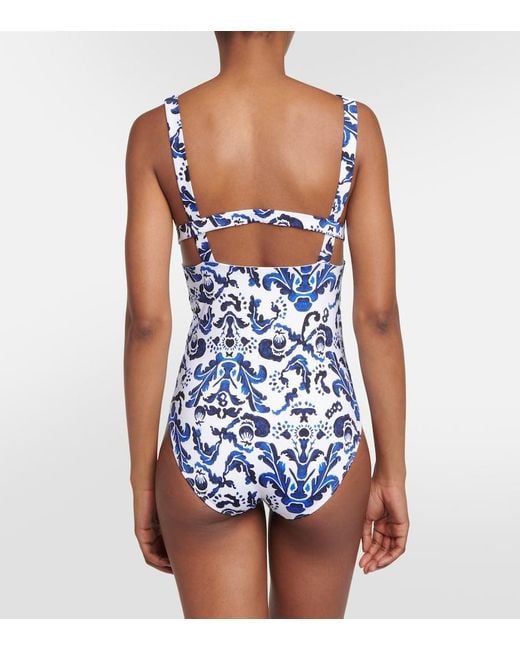 Emilia Wickstead Blue Ana Printed Swimsuit
