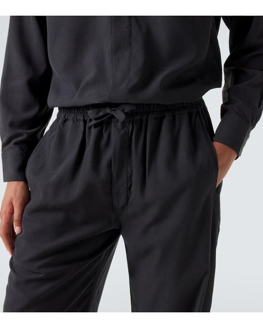 Saman Amel Black Alio Silk Straight Pants for men
