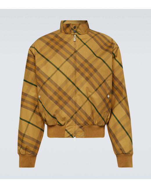 Burberry Yellow Check Cotton Twill Bomber Jacket for men